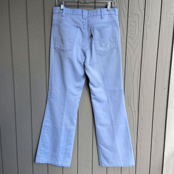 70's Levi's High Waisted Lt Blue Flared Black Tab Trouser Pants UNISEX - 32" wai - Picture 7 of 14